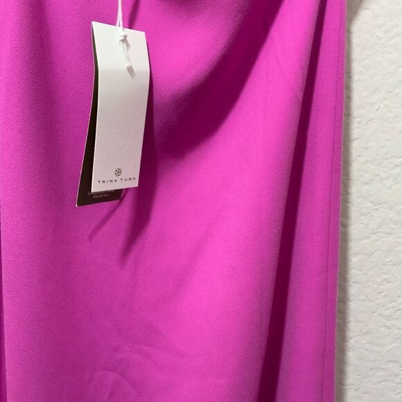 New with tags $298 Trina Turk Womens Gull Asymmetrical Fringe-Hem Dress - Picture 9 of 12